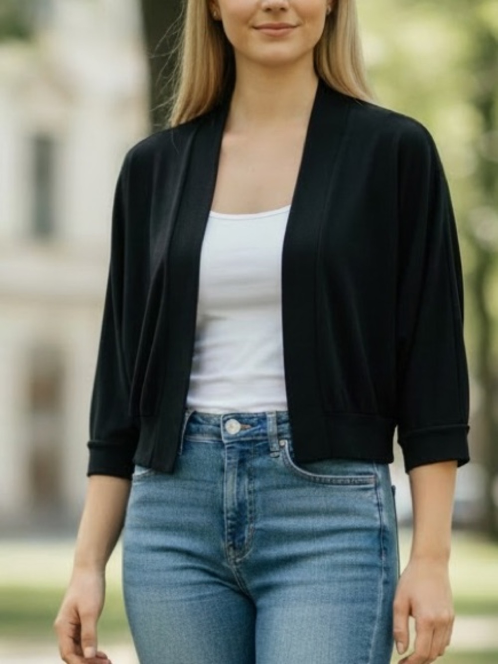 B. Darlin Cropped Long Sleeve Shrug Black SIze M